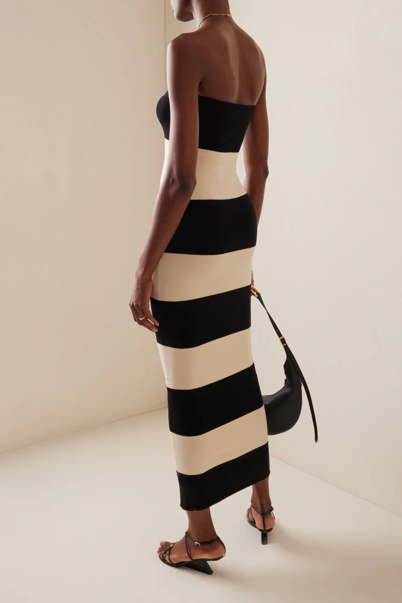 Yvonne® | Strapless Striped Midi Knit Dress - Image 4