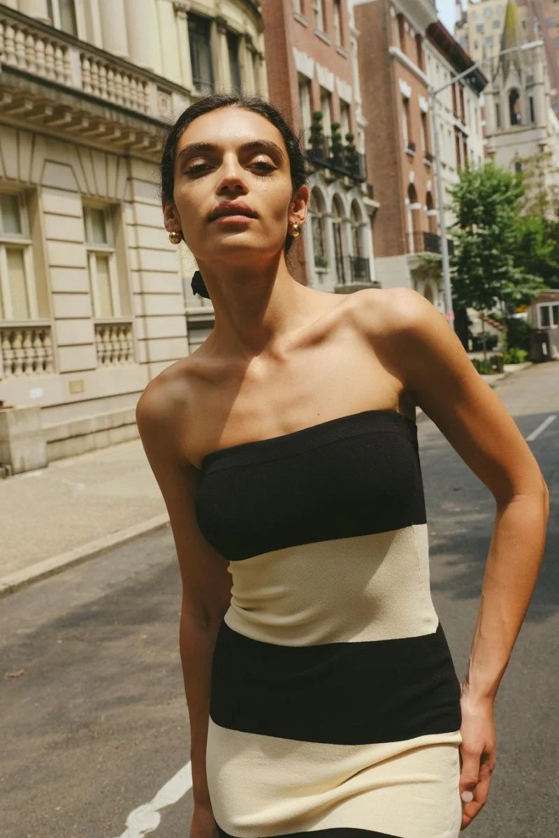Yvonne® | Strapless Striped Midi Knit Dress - Image 6