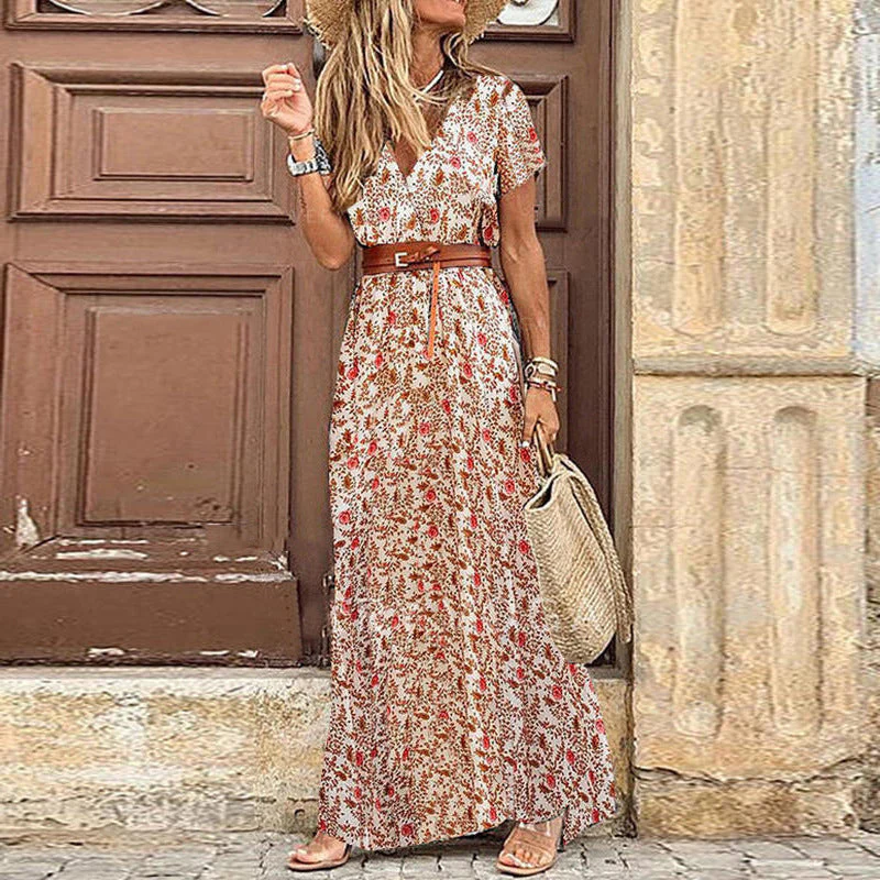 Zahira® | Women'S Floral Maxi Dress With High Side Slit - Image 5