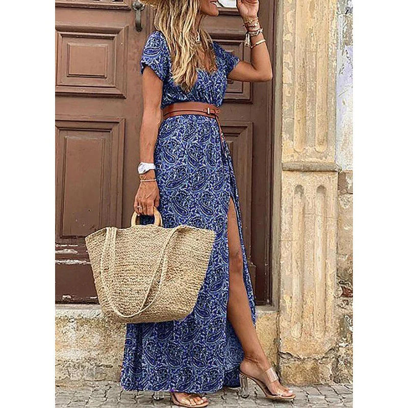 Zahira® | Women'S Floral Maxi Dress With High Side Slit - Image 7