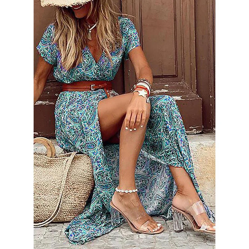 Zahira® | Women'S Floral Maxi Dress With High Side Slit - Image 8
