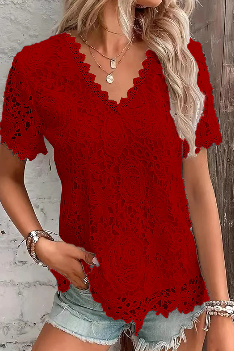 Zaira® | Elegant Floral Lace V-Neck Blouse - Image 3