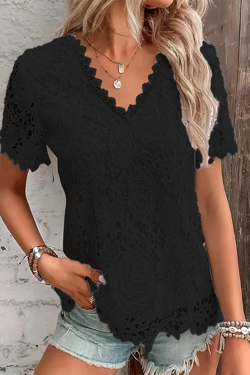 Zaira® | Elegant Floral Lace V-Neck Blouse - Image 4