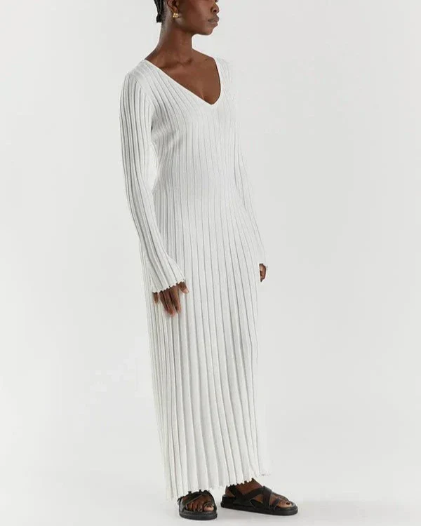 Zaira® | Long Sleeve Knit Midi Dress With V-Neck - Image 13