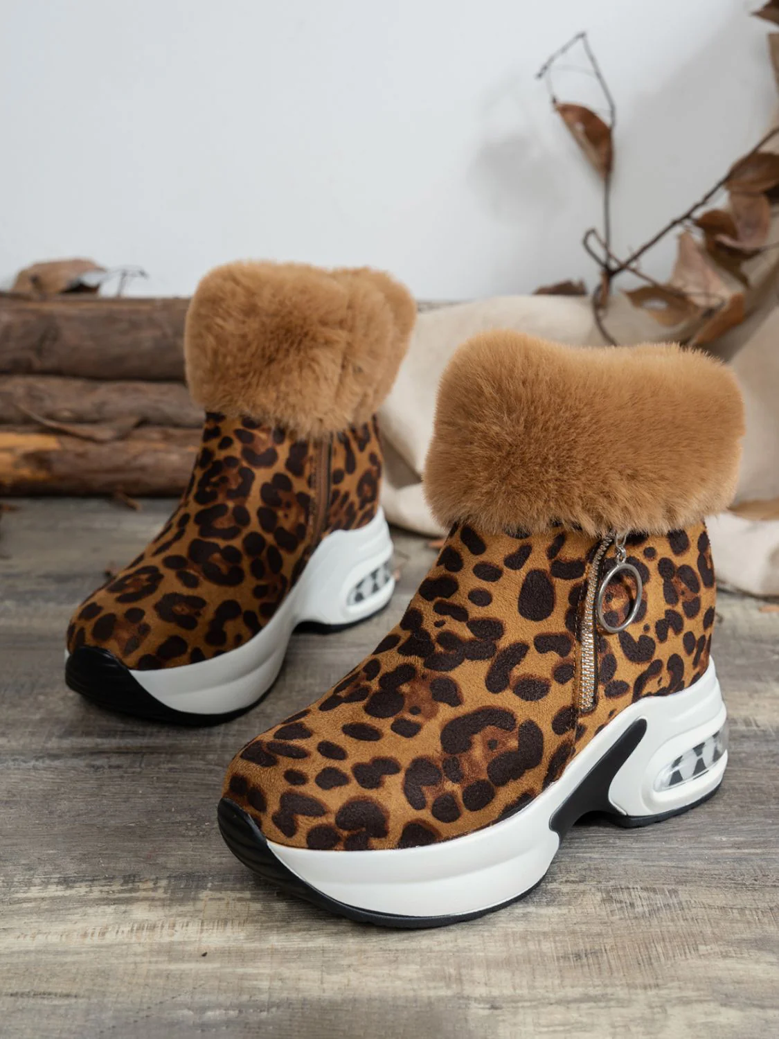 Zara | Leopard platform boots with side zip - Image 4