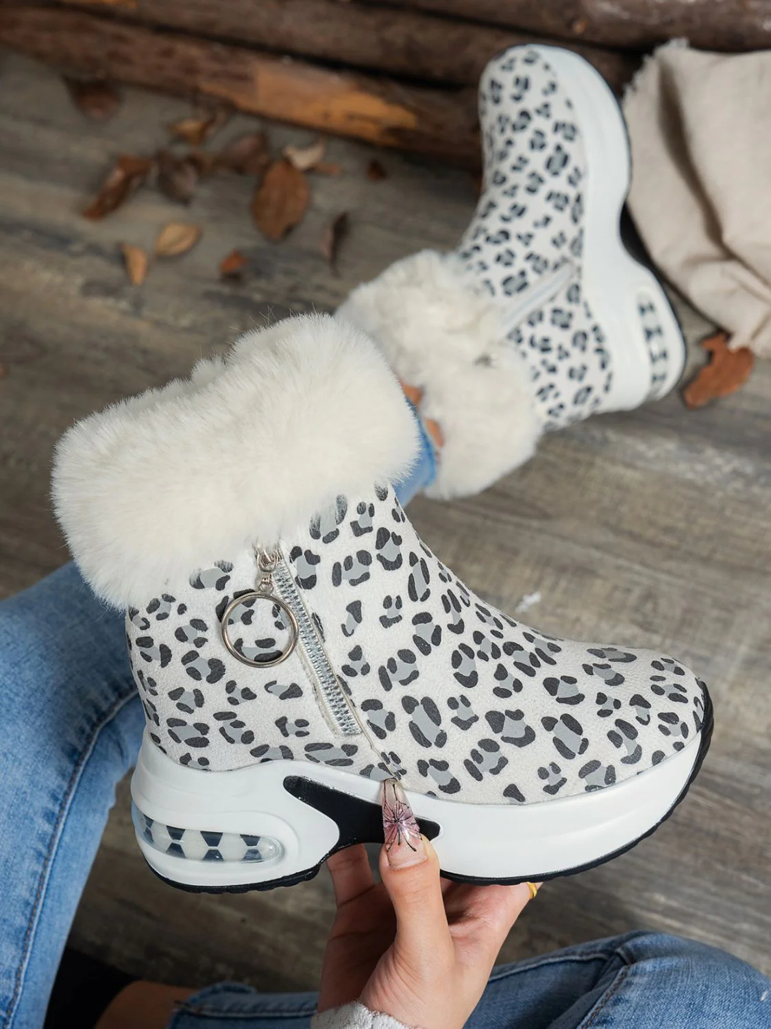 Zara | Leopard platform boots with side zip - Image 7