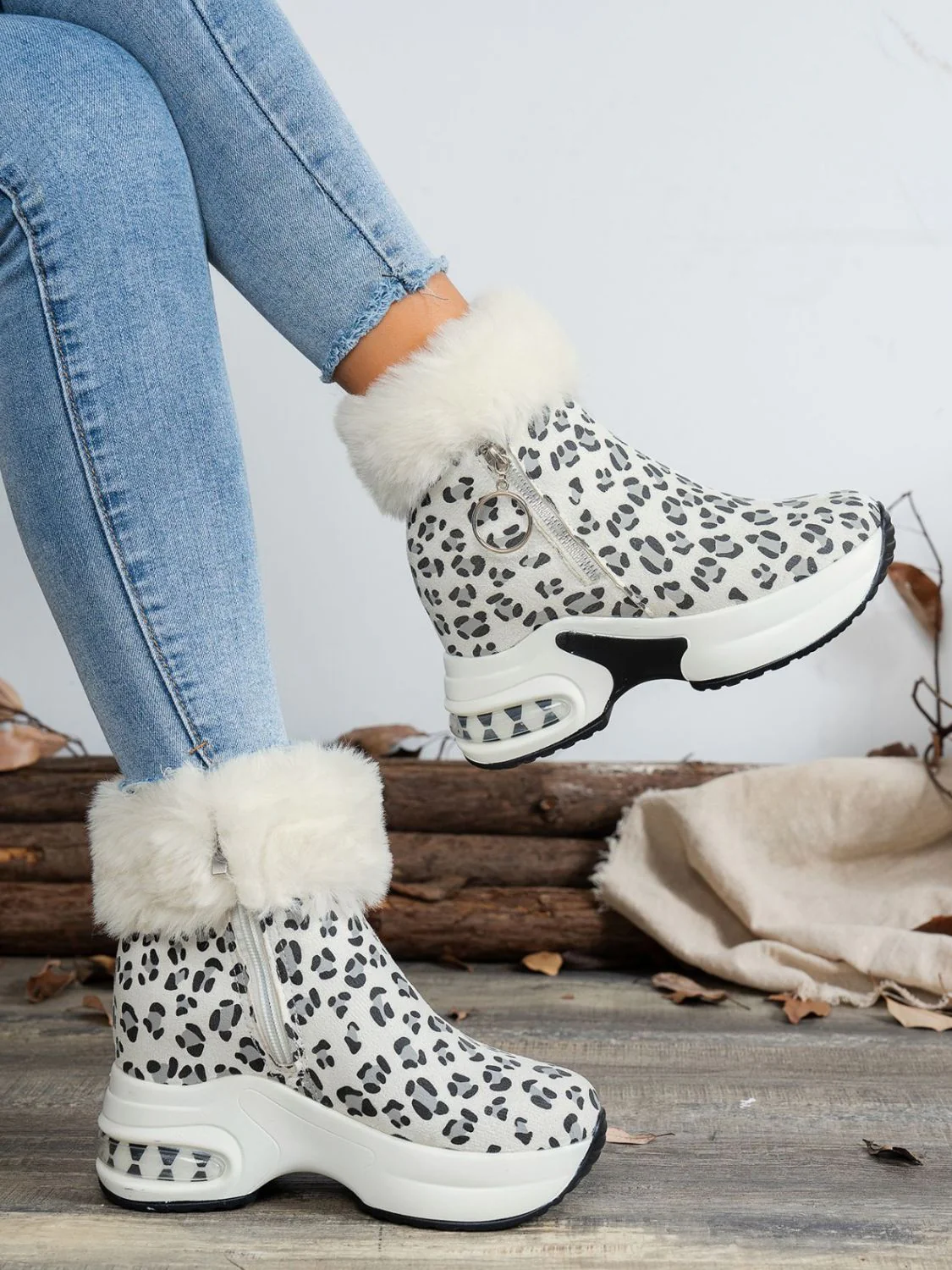 Zara | Leopard platform boots with side zip - Image 8
