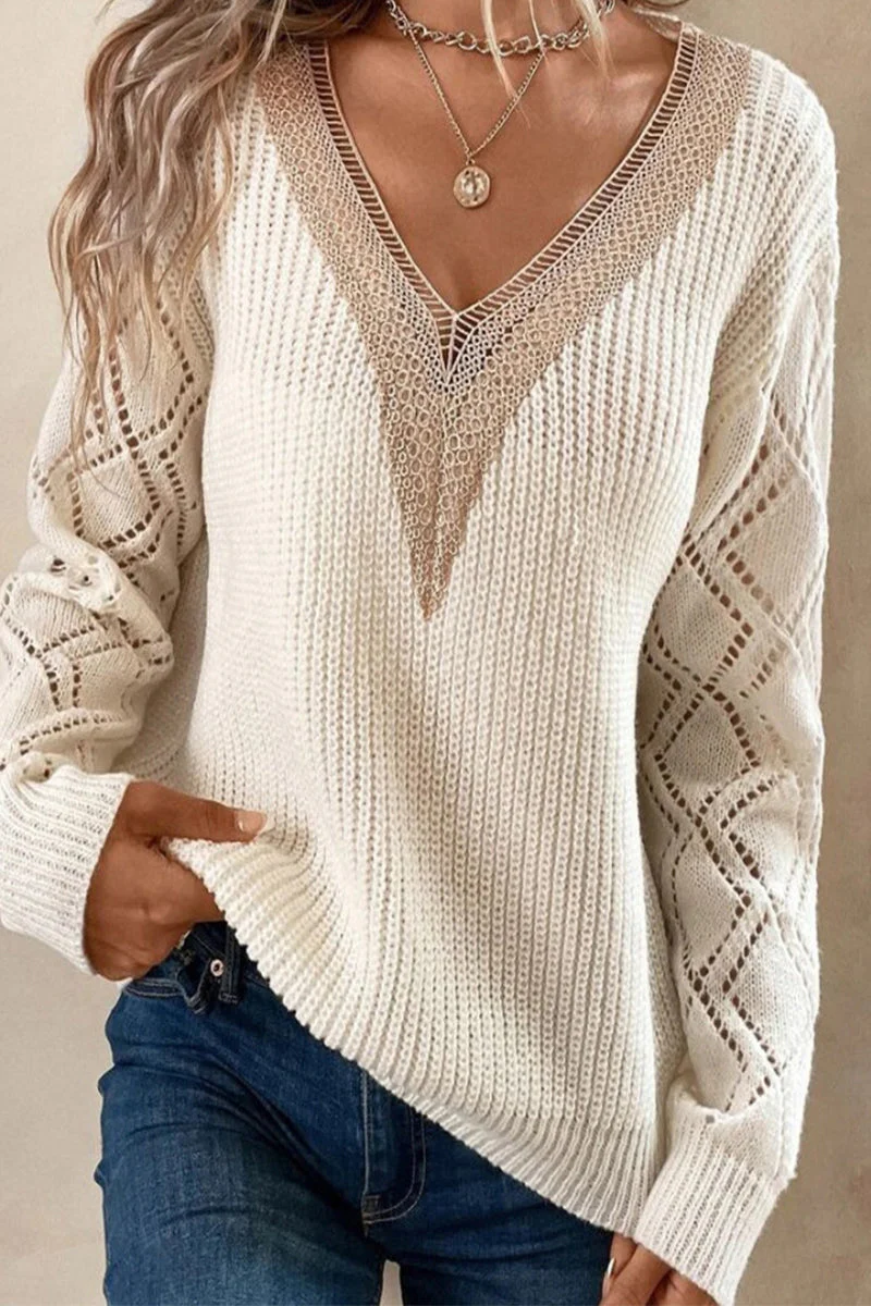 Zenaida | Casual, simple tops made of solid lace with a V-neck - Image 4