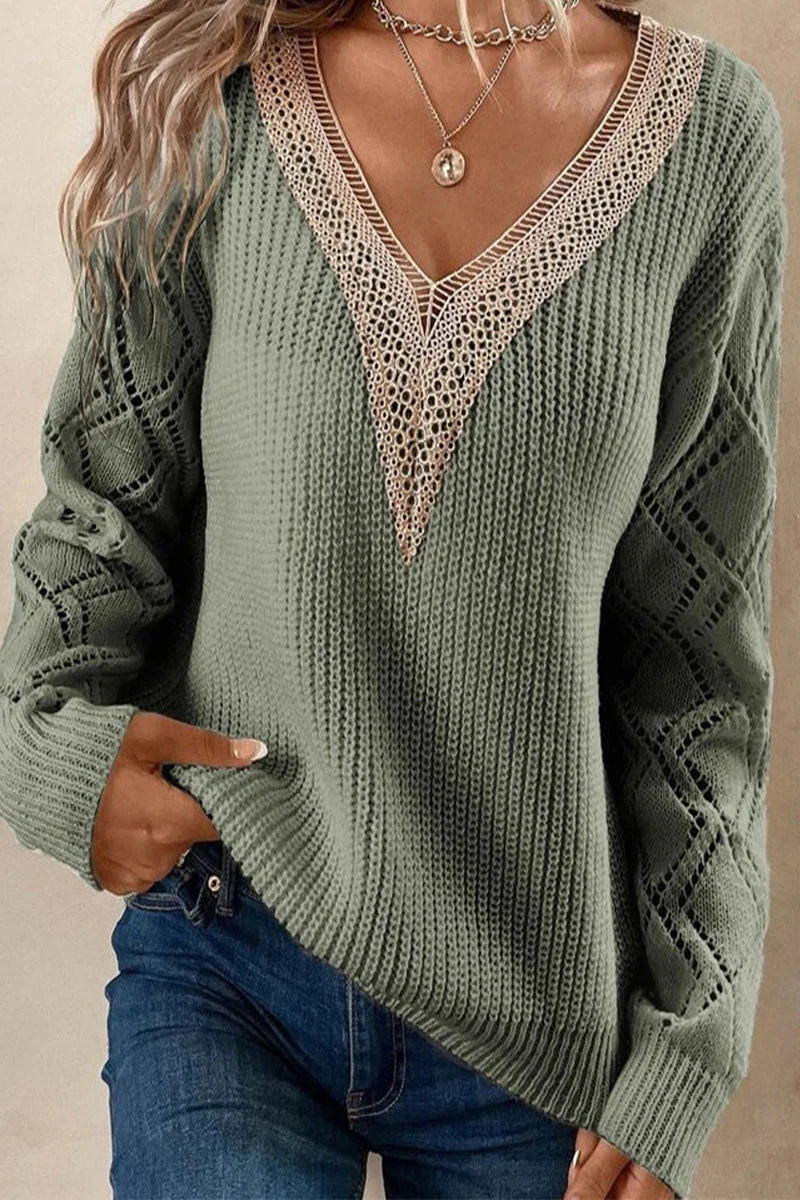 Zenaida | Casual, simple tops made of solid lace with a V-neck - Image 7