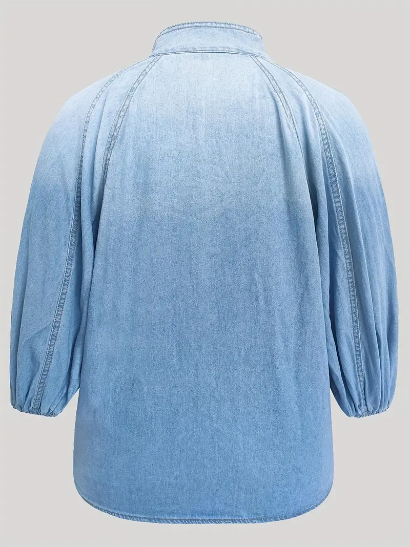 Zita® | Elegant Denim Top With A High Neck - Image 5