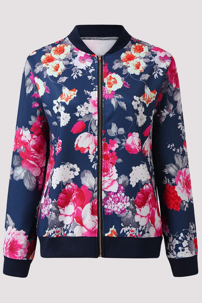 Zoe | Casual outerwear with floral patchwork and O-neck