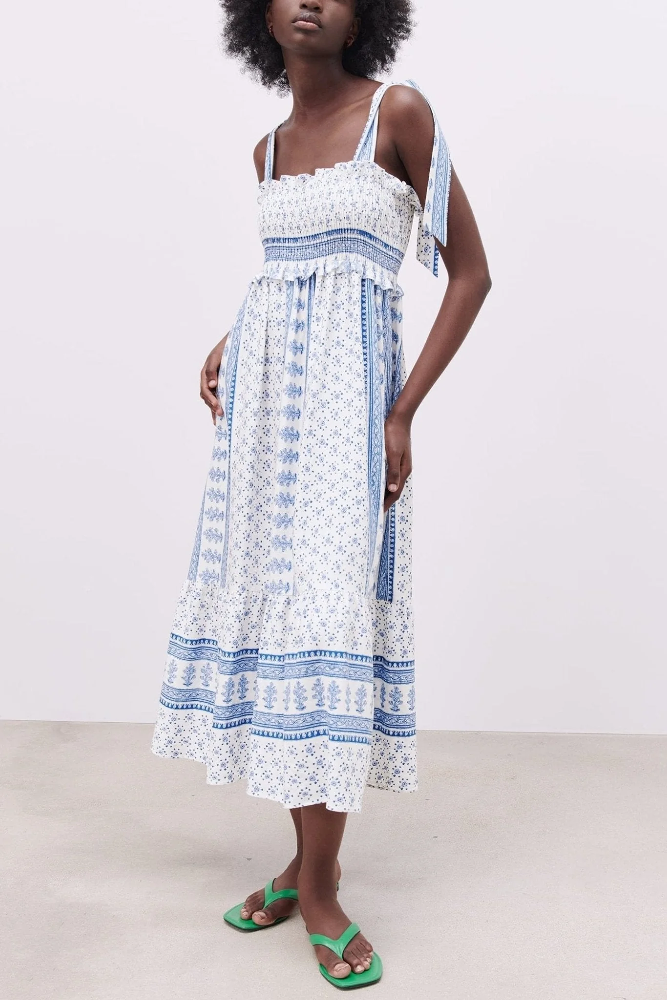 Zoe® | Printed Midi Dress With Gathered Straps - Image 8