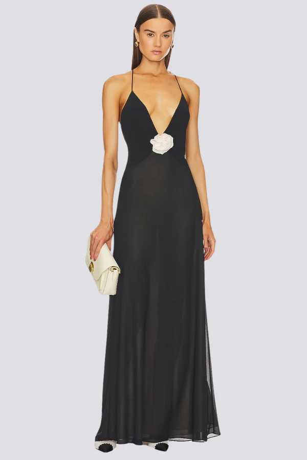Zoe® | Spaghetti Plunge Neck Maxi Dress