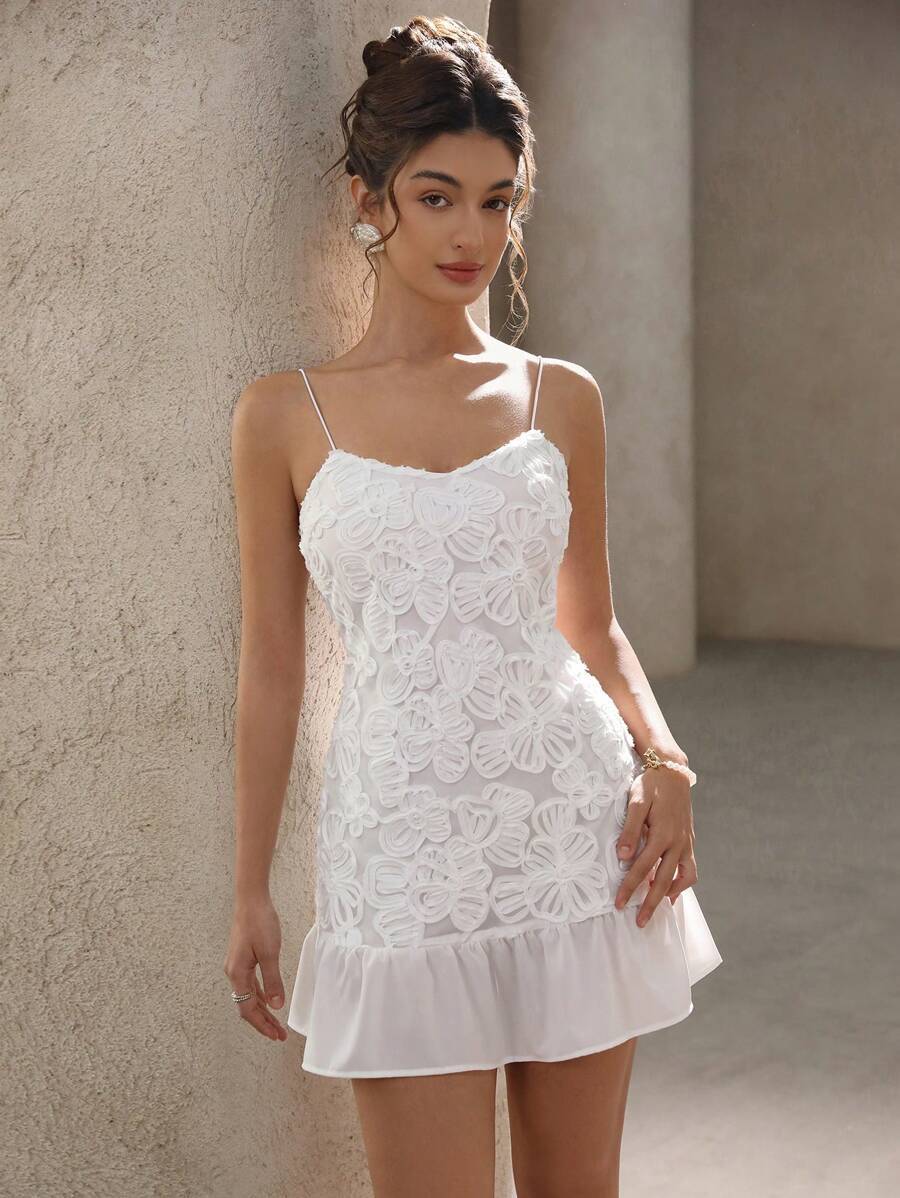 Zoe® | Women'S Floral Design Mini Dress With Spaghetti Straps And Ruffle Hem - Image 6