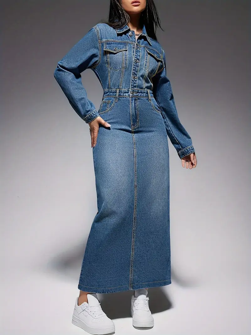 Zola® | Long-Sleeved Denim Maxi Dress
