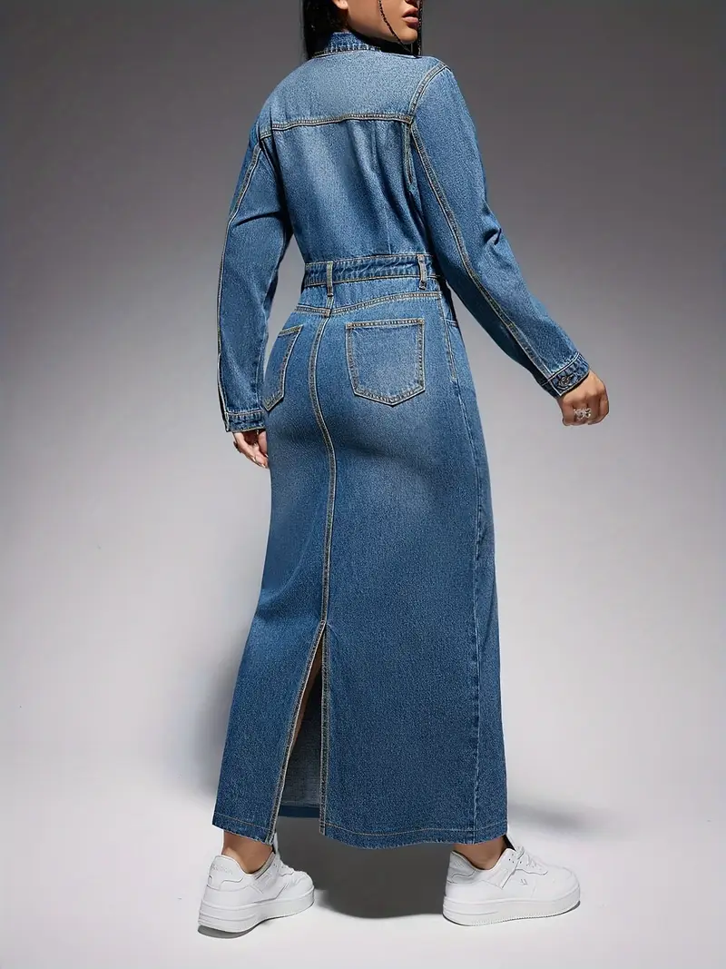 Zola® | Long-Sleeved Denim Maxi Dress - Image 3