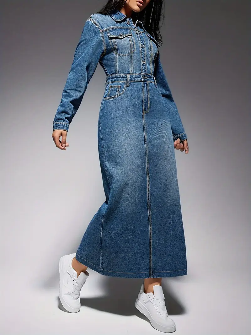 Zola® | Long-Sleeved Denim Maxi Dress - Image 4