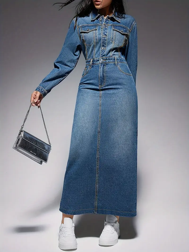 Zola® | Long-Sleeved Denim Maxi Dress - Image 6