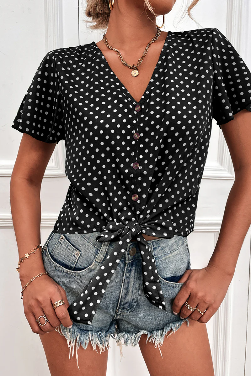 Zola® | Polka Dot V-Neck Lace Blouse - Image 2