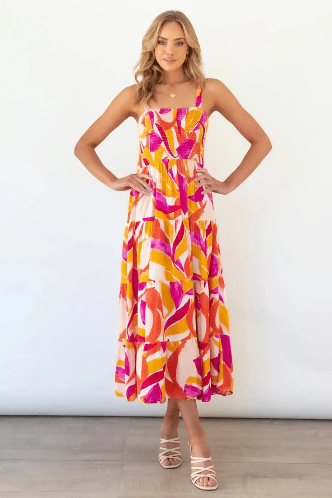 Zulema® | Printed Tiered Maxi Summer Dress With Ruched Bodice