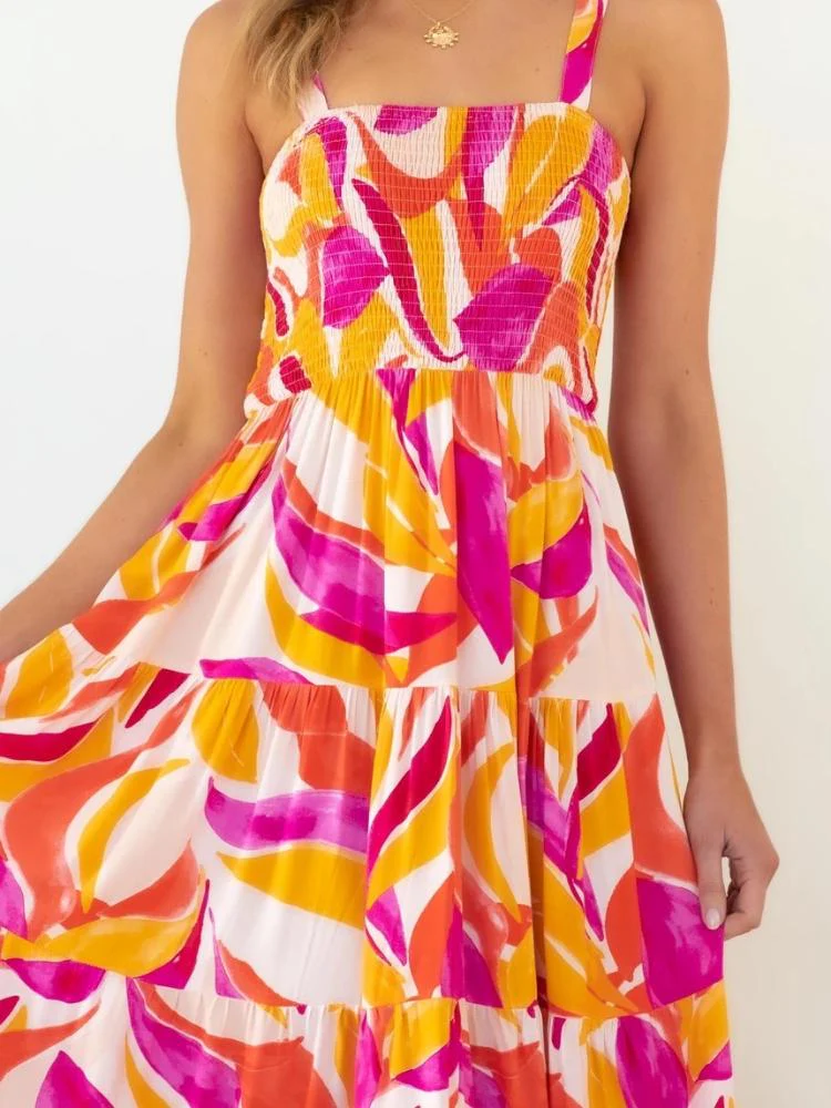 Zulema® | Printed Tiered Maxi Summer Dress With Ruched Bodice - Image 4